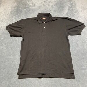 Vintage Lavana Polo Shirt Mens Small Black Cotton Stretch High Low Hem Side Slit